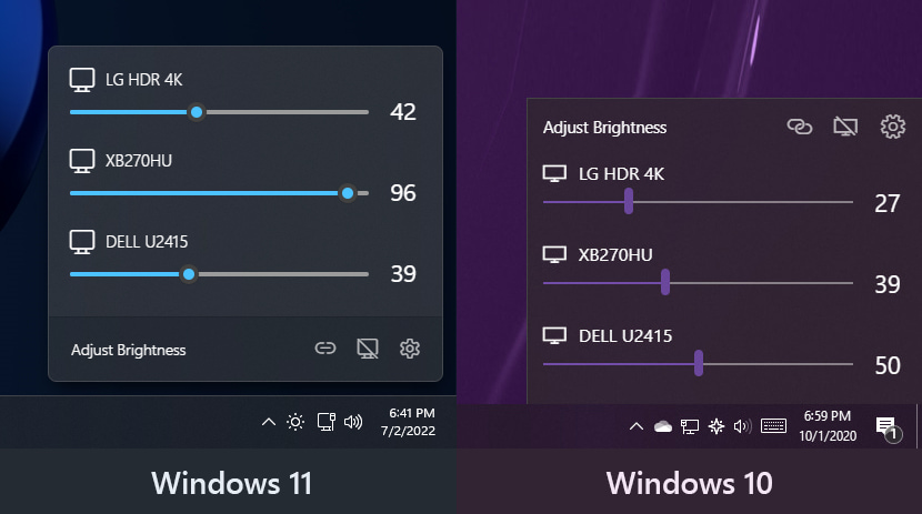Windows 11 brightness slider